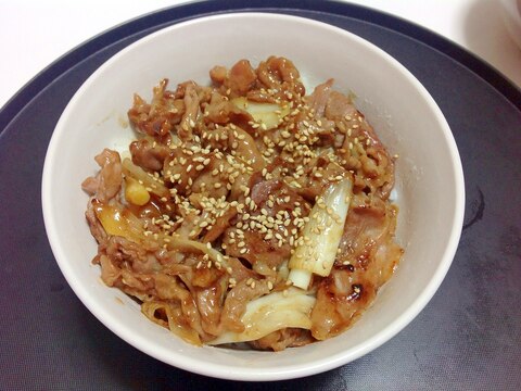 焼肉のタレde豚コマ焼肉丼